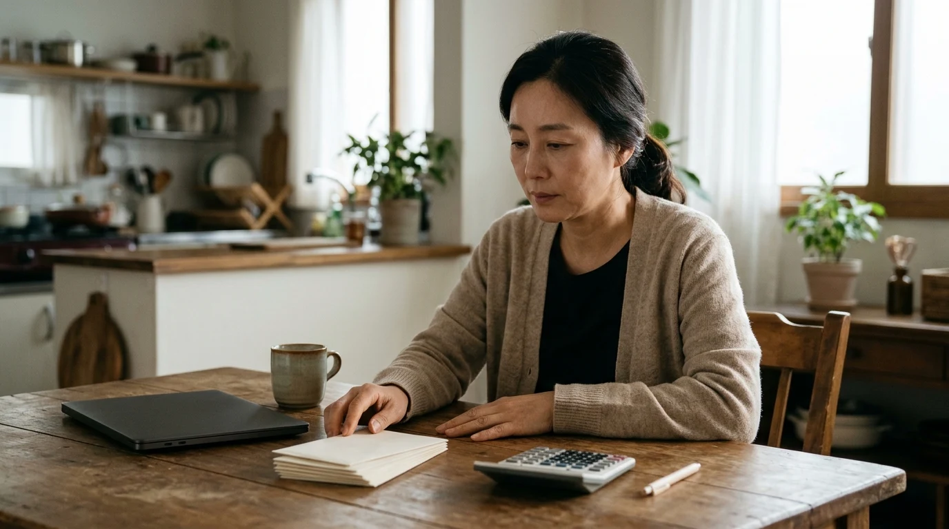 실업급여 종료를 앞두고 생활비와 재취업 준비를 함께 정리하는 모습.